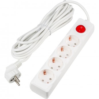 Удлинитель UNIEL S-GCU4-5B WHITE серии Ultra, шнур 5м., 4 гнезда, 16A, с/з Удлинитель UNIEL S-GCU4-5B WHITE серии Ultra, шнур 5м., 4 гнезда, 16A, с/з